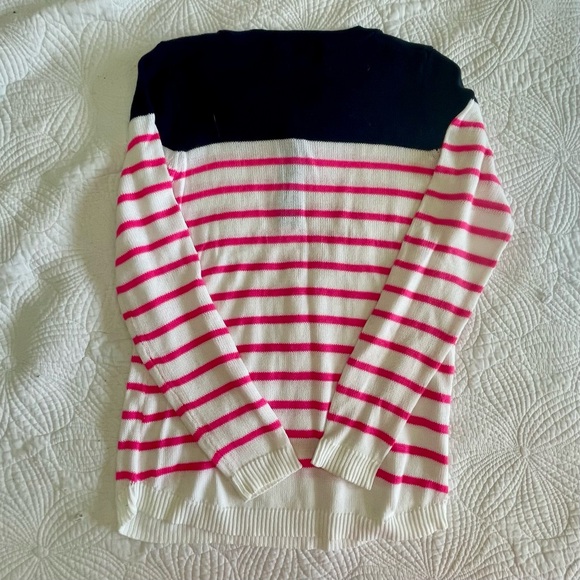 Jean Pierre Sweater - Navy, Pink, and White Stripes - Picture 3 of 4